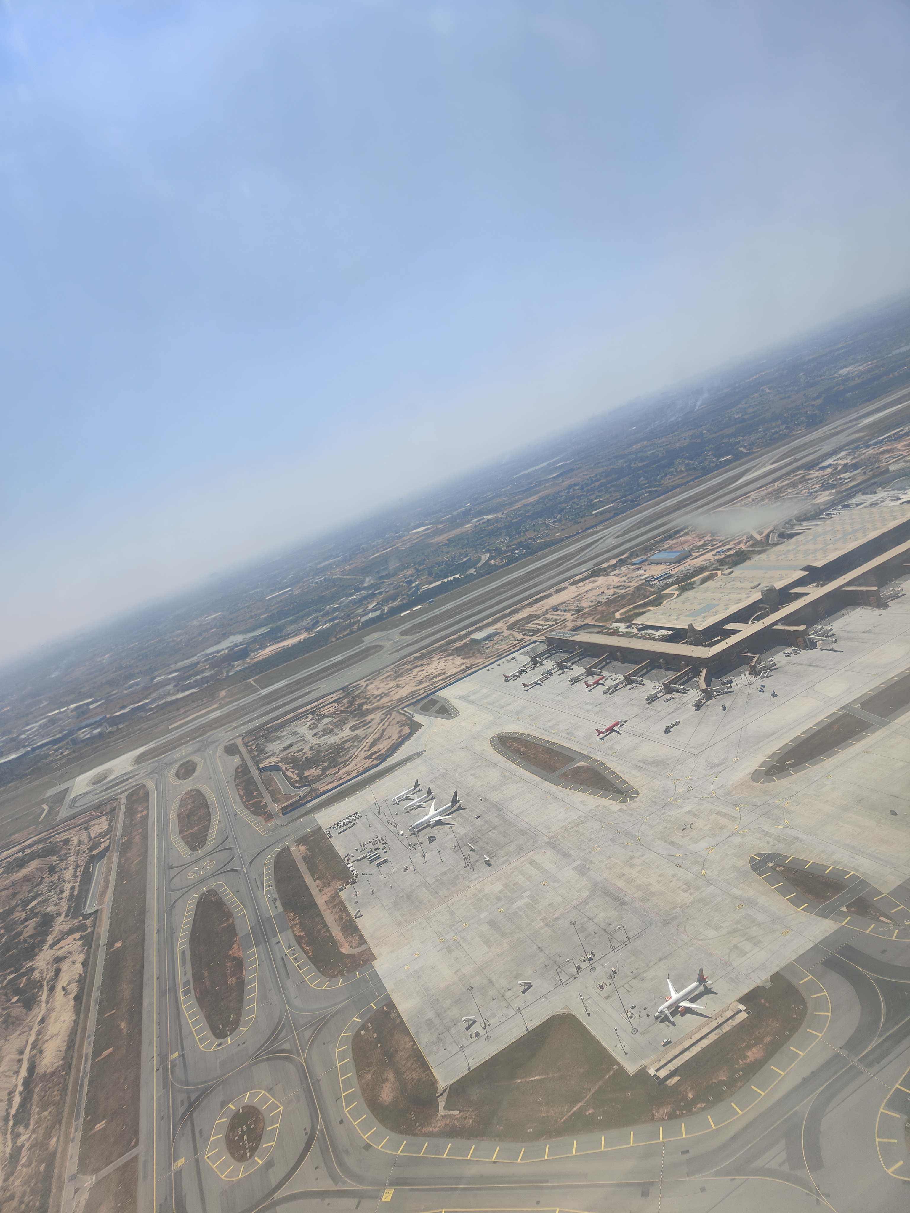 Aerial view of airport infrastructure
